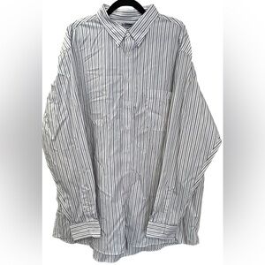 NWOT Edward’s Long Sleeve Oxford Shirt, Size 3XLT, White with dk gray/tan stripe